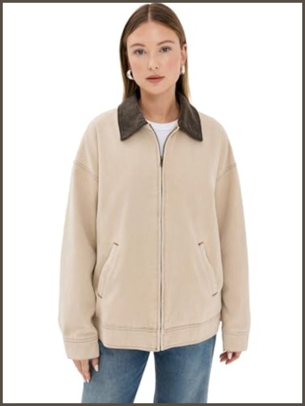Heavyweight Canvas Barn Jacket Corduroy Trim Buckle Waist Workwear